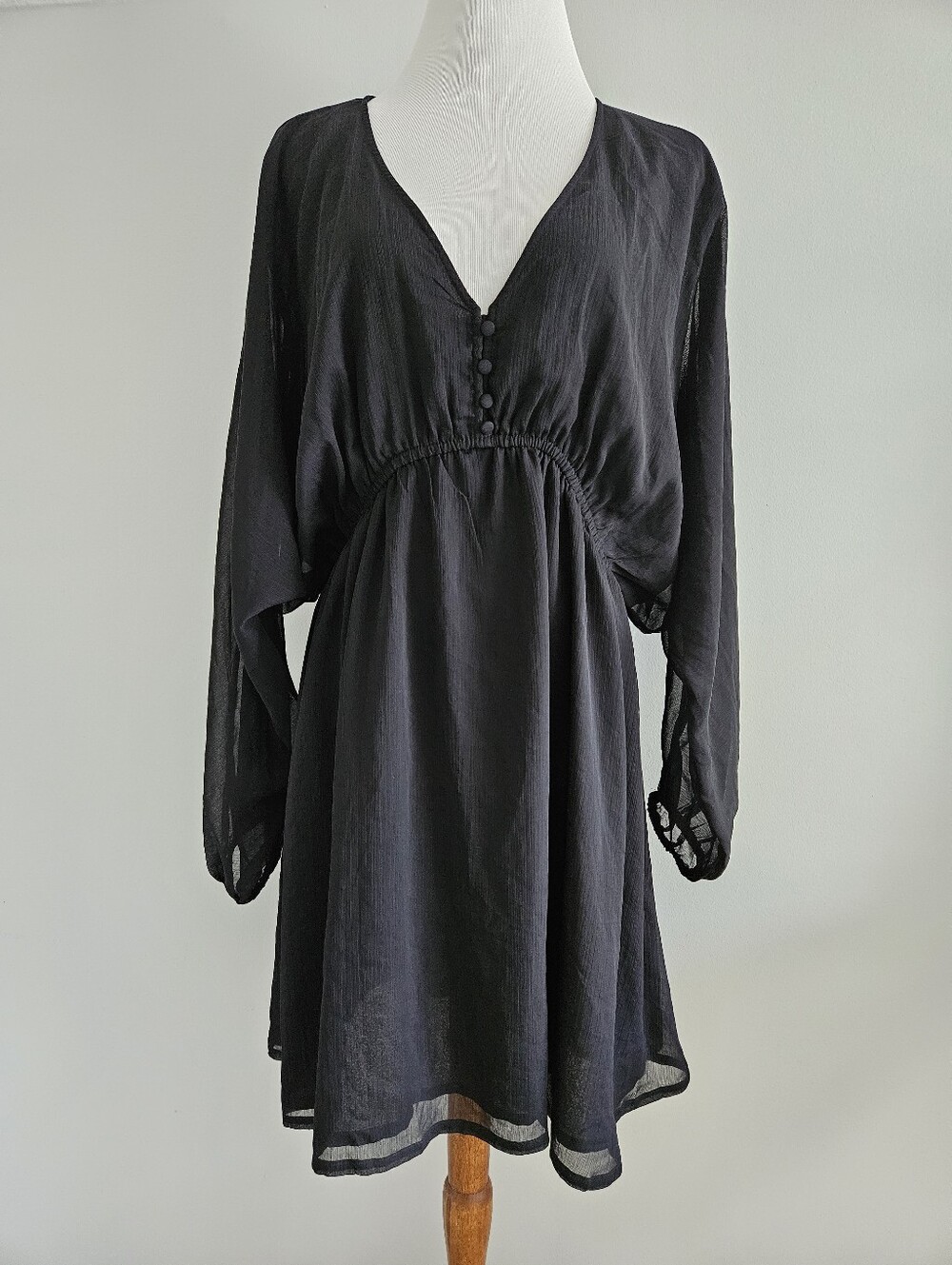 a. new day | Black V-Neck Long Sleeve Mini Dress
